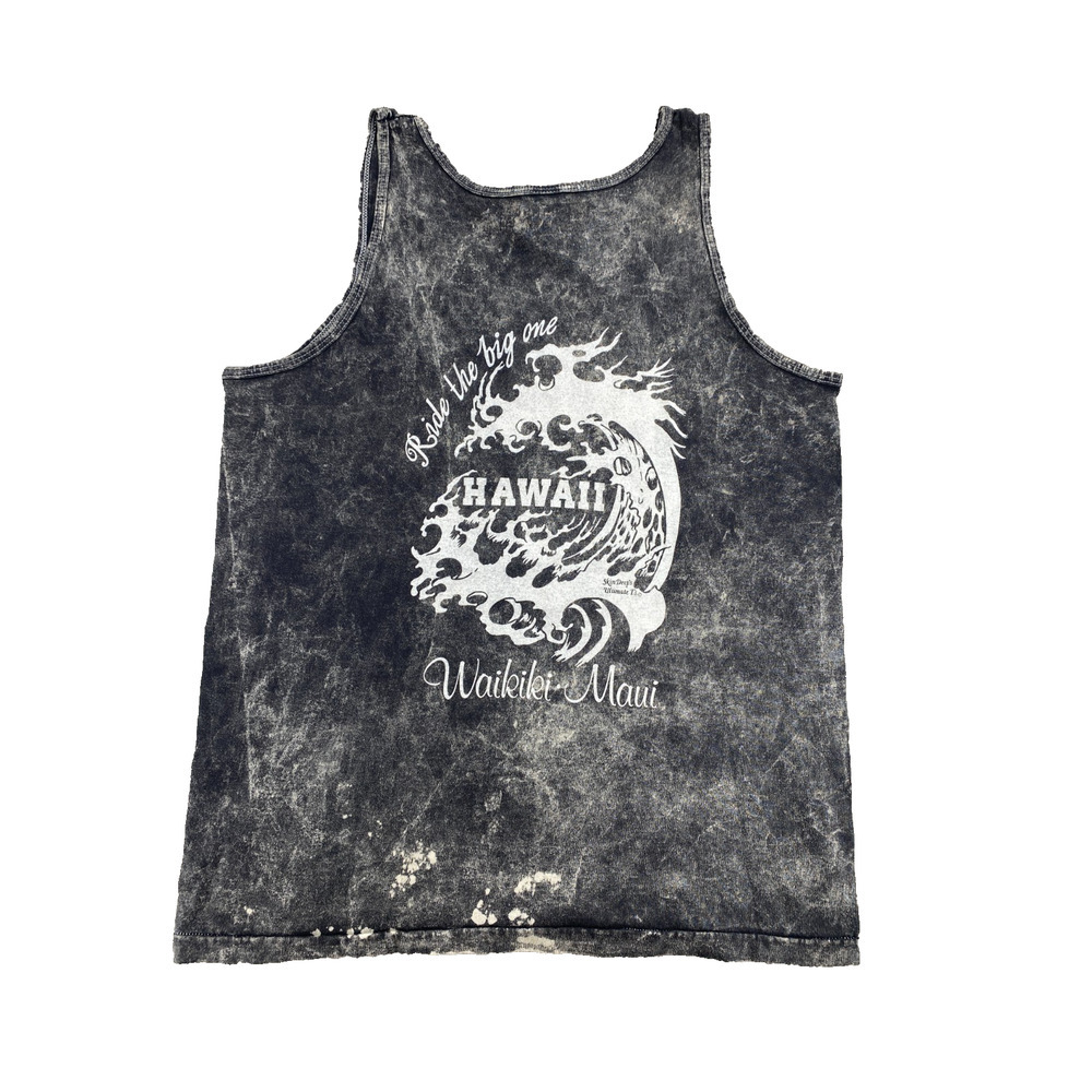 Vintage 1987 Harley Davidson Acid Wash Tank Top Hawaii Waikiki Maui USA Large - Picture 2 of 7
